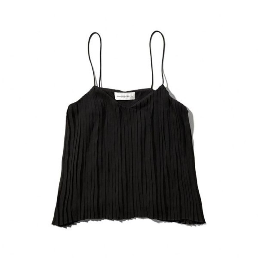 NWT Abercrombie & Fitch Black Drapey Pleated Cami Tank Top Small